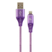 [A05684] GEMBIRD Premium cotton braided 8-pin charging and data cable, 1 m, purple/white | CC-USB2B-AMLM-1M-P