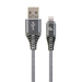 [A05686] GEMBIRD Premium cotton braided 8-pin charging and data cable, 1 m, spacegrey/white | CC-USB2B-AMLM-1