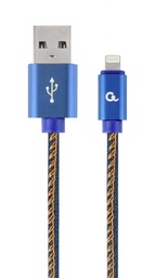 [A05693] GEMBIRD Premium jeans (denim) 8-pin cable with metal connectors, 2 m, blue | CC-USB2J-AMLM-2M-BL