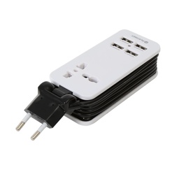 [A06783] KARIKUES PLATINET TRAVEL CHARGER 4-PORT USB 4A + UK plug WHITE/BLACK [42886] EOL