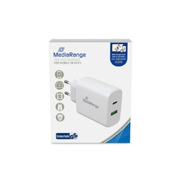 [A18770] KARIKUES FAST CHARGER MEDIARANGE 43W FAST CHARGER WITH USB-A AND USB-C OUTPUT, WHITE