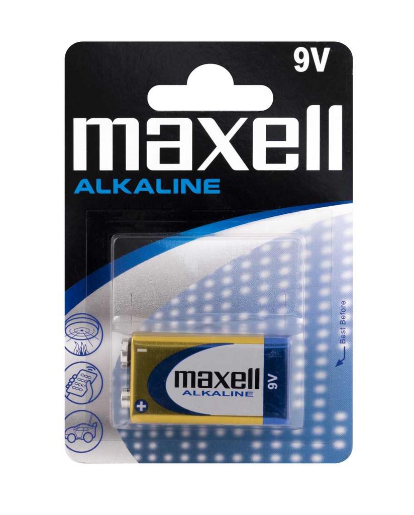 BATERI ALKALINE MAXELL 6LR61 1PK BLISTER