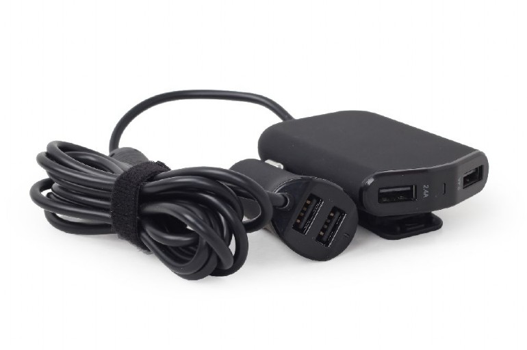 GEMBIRD 4-port front and back seat car charger, 9.6 A, black | EG-4U-CAR-01