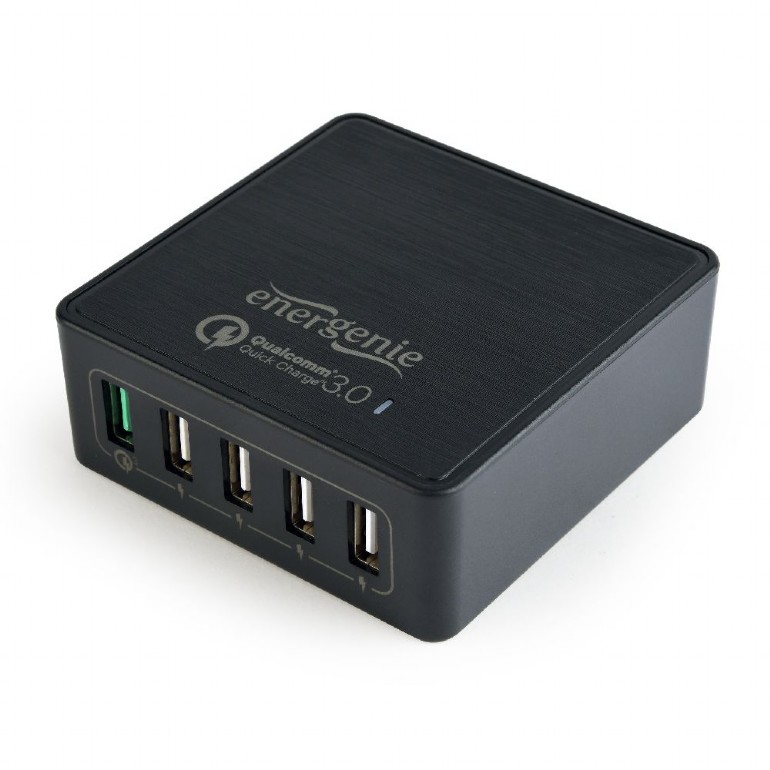 GEMBIRD 5-port USB quick charger, QC 3.0, black | EG-UQC3-02