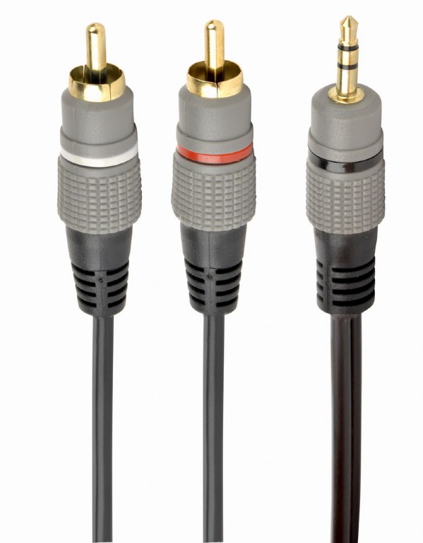 GEMBIRD 3.5 mm stereo plug to 2*RCA plugs 5m cable, gold-plated connectors | CCA-352-5M