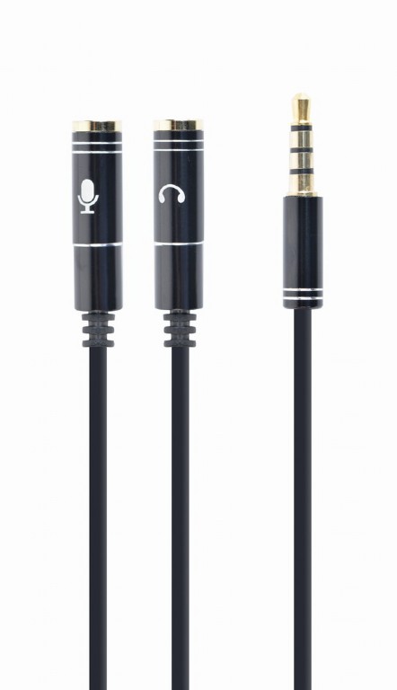 GEMBIRD 3.5 mm audio + microphone adapter cable, 0.2 m, metal connectors | CCA-417M