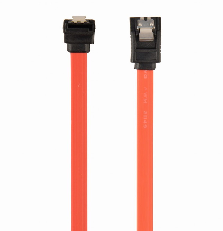GEMBIRD Serial ATA III 30cm data cable with 90 degree bent connector, bulk packing, metal clips | CC