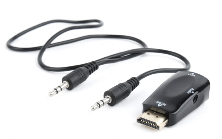 GEMBIRD HDMI to VGA and audio adapter, single port, black | A-HDMI-VGA-02