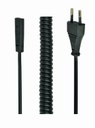 GEMBIRD Power curled cord (C1), 2 x 0.75 sq.mm, VDE approved, 1.8 m | PC-C1-VDE-1.8M