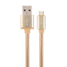 GEMBIRD Cotton braided Type-C USB cable with metal connectors, 1.8 m, gold color, blister | CCB-mUSB