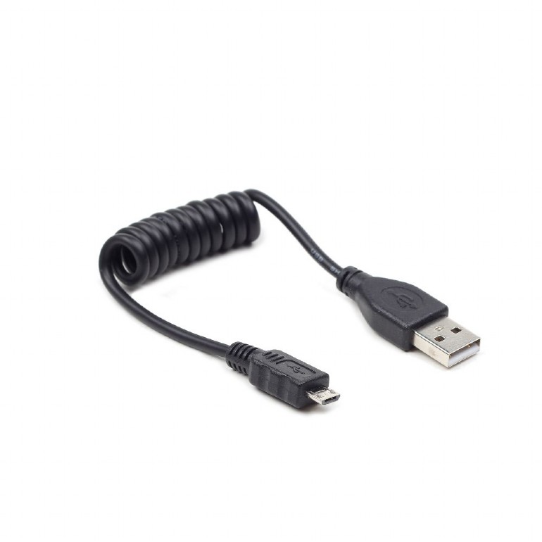 GEMBIRD Coiled Micro-USB cable, 0.6 m, black | CC-mUSB2C-AMBM-0.6M