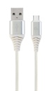 GEMBIRD Premium cotton braided Type-C USB charging and data cable, 1 m, silver/white | CC-USB2B-AMCM