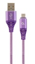 GEMBIRD Premium cotton braided Micro-USB charging and data cable, 1 m, purple/white | CC-USB2B-AMmBM