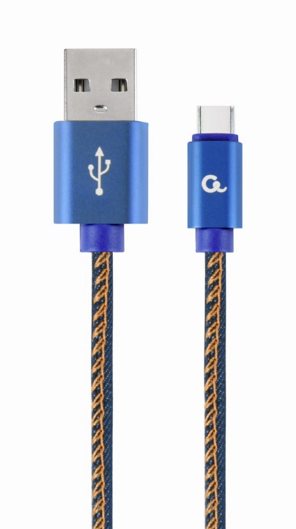 GEMBIRD Premium jeans (denim) Type-C USB cable with metal connectors, 1 m, blue | CC-USB2J-AMCM-1M-B