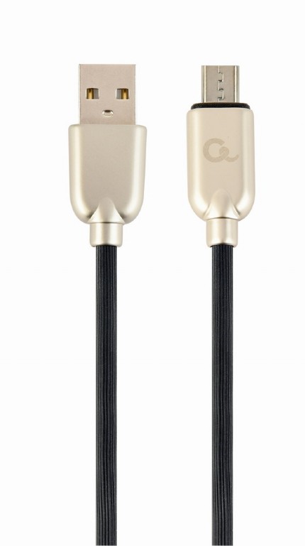 GEMBIRD Premium rubber Micro-USB charging and data cable, 2 m, black | CC-USB2R-AMmBM-2M