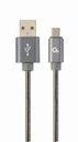 GEMBIRD Premium spiral metal Micro-USB charging and data cable, 1 m, metallic-grey | CC-USB2S-AMmBM-