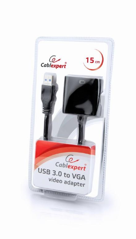 GEMBIRD USB3 to VGA video adapter, black, blister | AB-U3M-VGAF-01