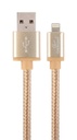 GEMBIRD Cotton braided 8-pin cable with metal connectors, 1.8 m, gold color, blister | CCB-mUSB2B-AM