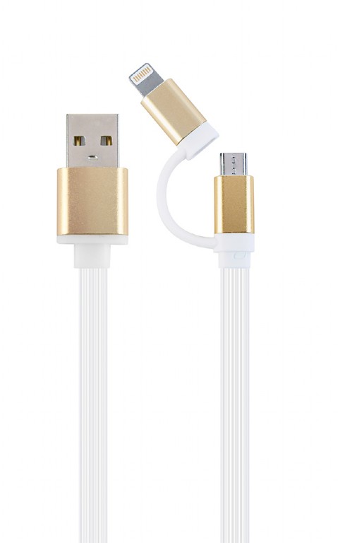 GEMBIRD USB charging combo cable, 1 m, White cord, Gold connector | CC-USB2-AM8PmB-1M-GD