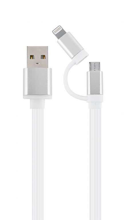 GEMBIRD USB charging combo cable, 1 m, White cord, Silver connector | CC-USB2-AM8PmB-1M-SV