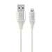 GEMBIRD Premium cotton braided 8-pin charging and data cable, 1 m, silver/white | CC-USB2B-AMLM-1M-B