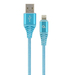 GEMBIRD Premium cotton braided 8-pin charging and data cable, 1 m, turquoise blue/white | CC-USB2B-A