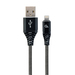 GEMBIRD Premium cotton braided 8-pin charging and data cable, 2 m, black/white | CC-USB2B-AMLM-2M-BW