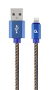 GEMBIRD Premium jeans (denim) 8-pin cable with metal connectors, 2 m, blue | CC-USB2J-AMLM-2M-BL