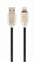 GEMBIRD Premium rubber 8-pin charging and data cable, 1 m, black | CC-USB2R-AMLM-1M