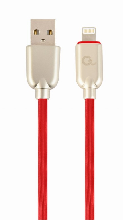 GEMBIRD Premium rubber 8-pin charging and data cable, 2 m, red | CC-USB2R-AMLM-2M-R
