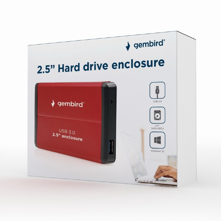 GEMBIRD USB 3.0 2.5'' enclosure, red | EE2-U3S-2-R
