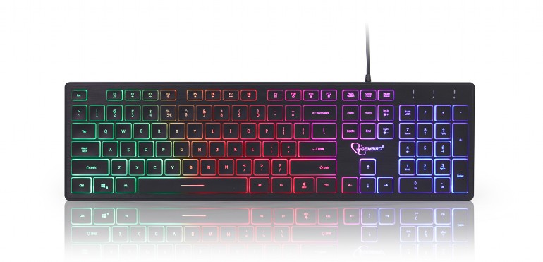 GEMBIRD &quot;Rainbow&quot; backlight multimedia keyboard, black, US layout | KB-UML-01