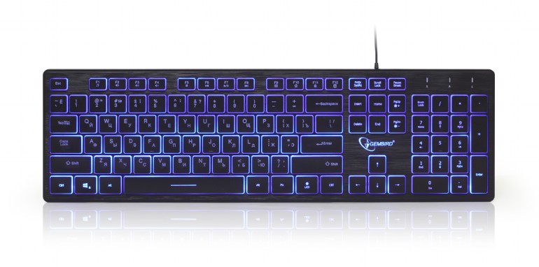 GEMBIRD 3-color backlight multimedia keyboard, black, RU layout | KB-UML3-01-RU