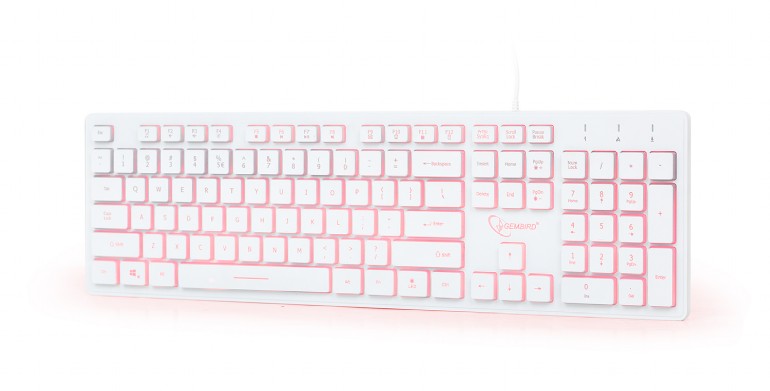 GEMBIRD 3-color backlight multimedia keyboard, white, US layout | KB-UML3-01-W