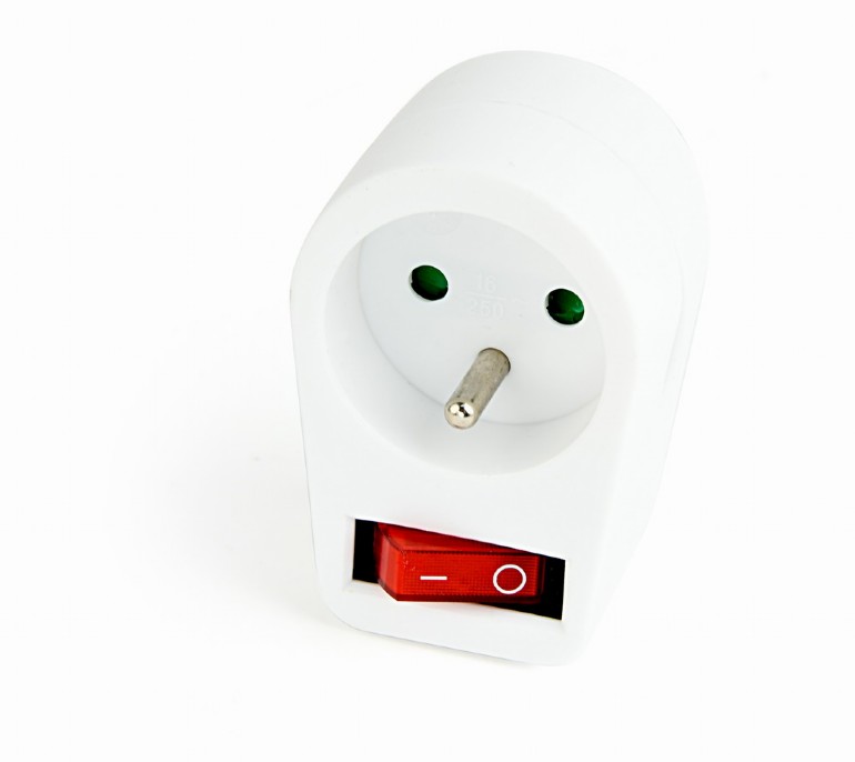 GEMBIRD Switchable plug-in French AC socket, white | EG-AC1F-01-W