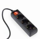 GEMBIRD UPS power strip, 3 Schuko sockets, fused switch, 16 A, C14 plug, 0.6 m cable, black | EG-PSU