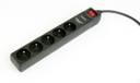 GEMBIRD Surge protector, 5 French sockets, 1.5 m, black | SPF5-C-5