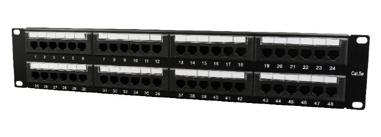 GEMBIRD Cat.5E 48 port patch panel with rear CABLE MANAGEMENT | NPP-C548CM-001