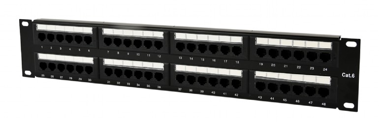 GEMBIRD Cat.6 48 port patch panel with rear CABLE MANAGEMENT | NPP-C648CM-001