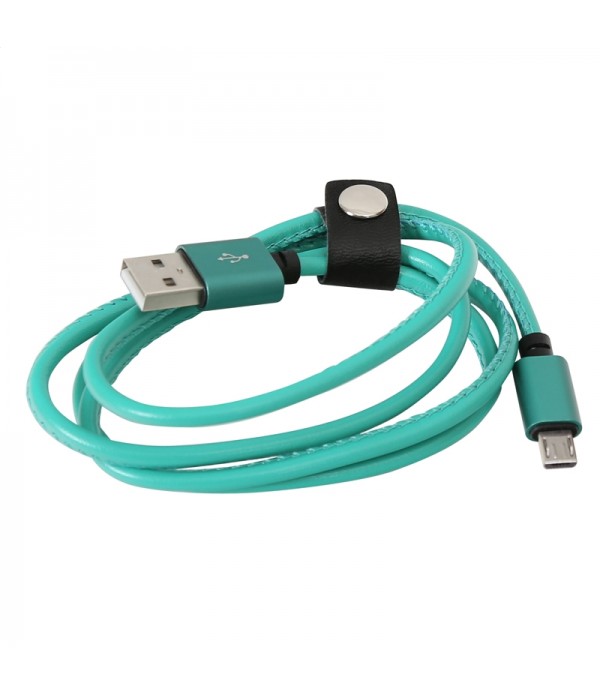 KABELL PLATINET MICRO USB TO USB LEATHER CABLE 1M 2,4A GREEN [43294] EOL