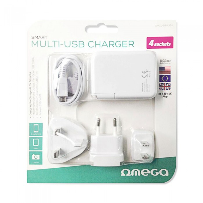 KARIKUES OMEGA CHARGER 4-PORT USB 4A WHITE US + EU + UK plug [42674] EOL
