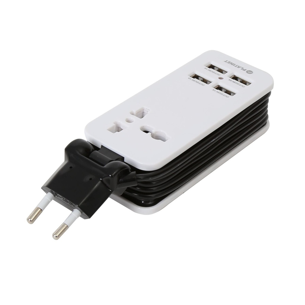 KARIKUES PLATINET TRAVEL CHARGER 4-PORT USB 4A + UK plug WHITE/BLACK [42886] EOL