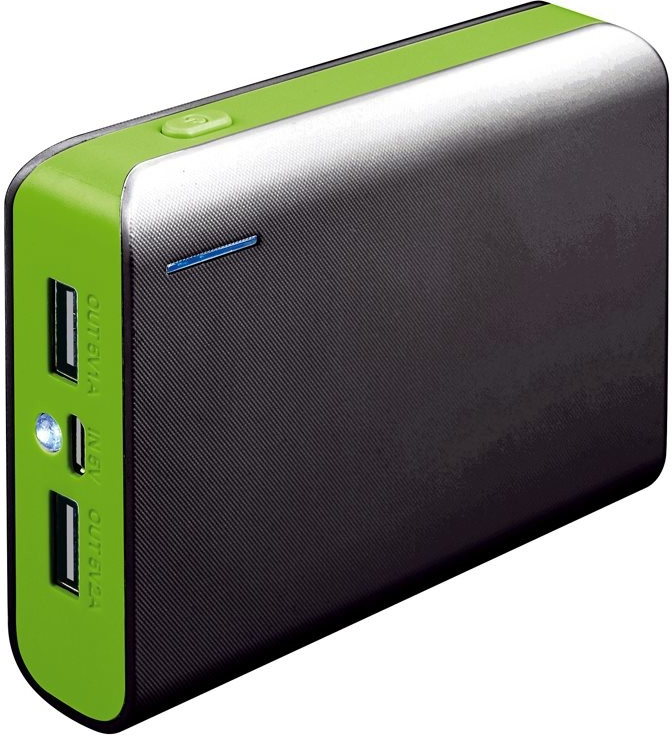 POWER BANK 6000mAh PLATINET + microUSB cable + torch BLACK/GREEN [43179] EOL