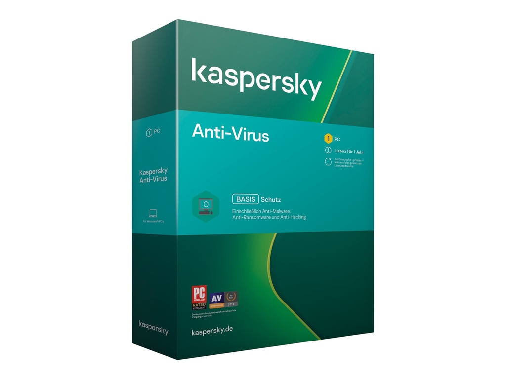 Sof Kaspersky Anti Virus M 1U Code in a box - w/o media