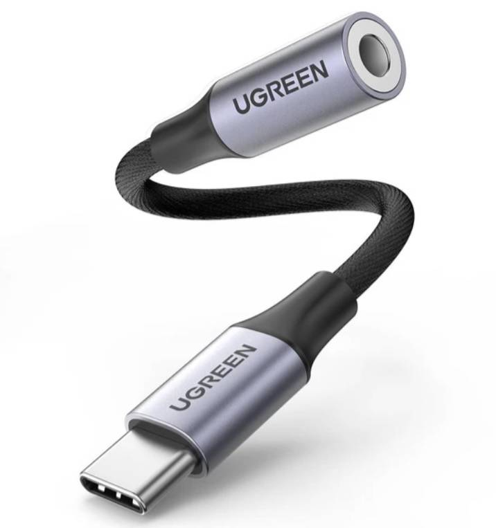 UGREEN USB-C TO 3.5MM M/F CABLE ALUMINUM SHELL WITH BRAIDED 10CM (SPACE GRAY)