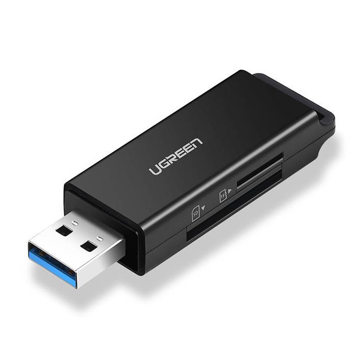 UGREEN USB 3.0 TO TF + SD DUAL CARD READER (BLACK)