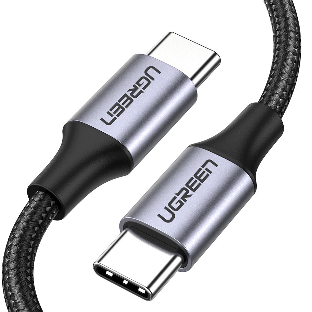 UGREEN USB 2.0 C M/M ROUND CABLE NICKEL PLATING ALUMINUM SHELL 1M (GRAY BLACK)