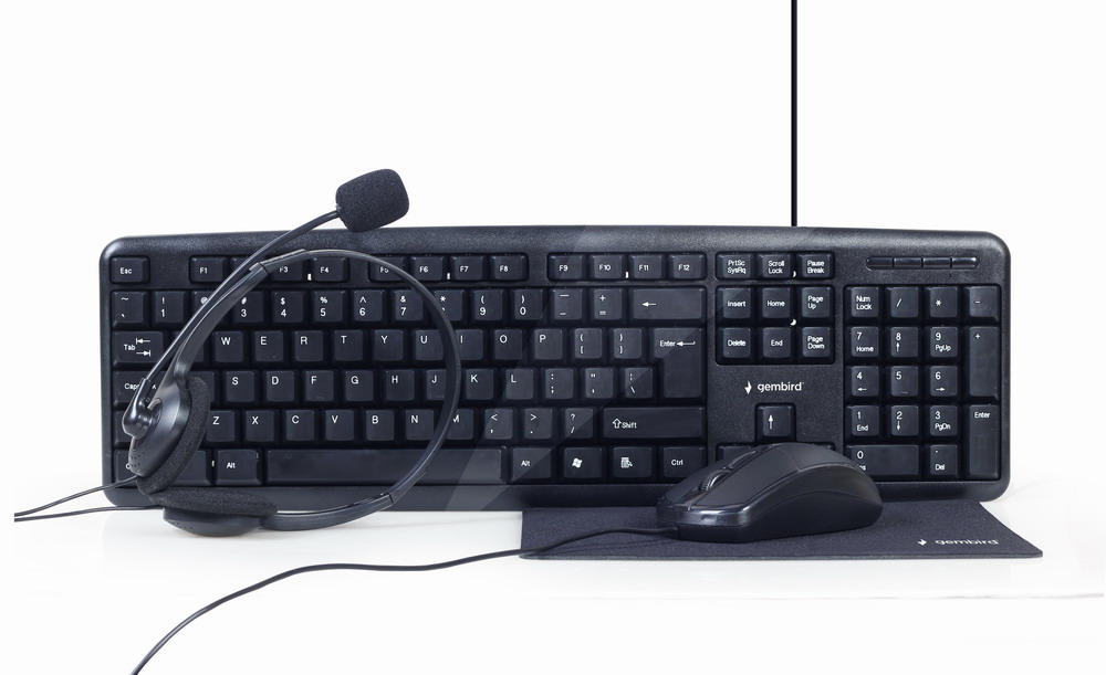 KEYBOARD + MOUSE SET GEMBIRD  4-in-1 office kit, US layout | KBS-UO4-01