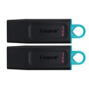 USB KINGSTON DT EXODIA 64GB USB 3.0 (2PCS) USB3.2 GEN1, BLACK+TEAL