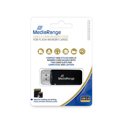 CARD READER STICK MEDIARANGE USB 3.0 STICK, BLACK